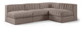 Ricarda Taupe Velvet Performance Fabric Upholstered 4pc. Modular Sectional - Sec4A