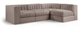 Ricarda Taupe Velvet Performance Fabric Upholstered 4pc. Modular Sectional - Sec4B