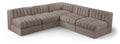 Ricarda Taupe Velvet Performance Fabric Upholstered 5pc. Modular Sectional - Sec5A