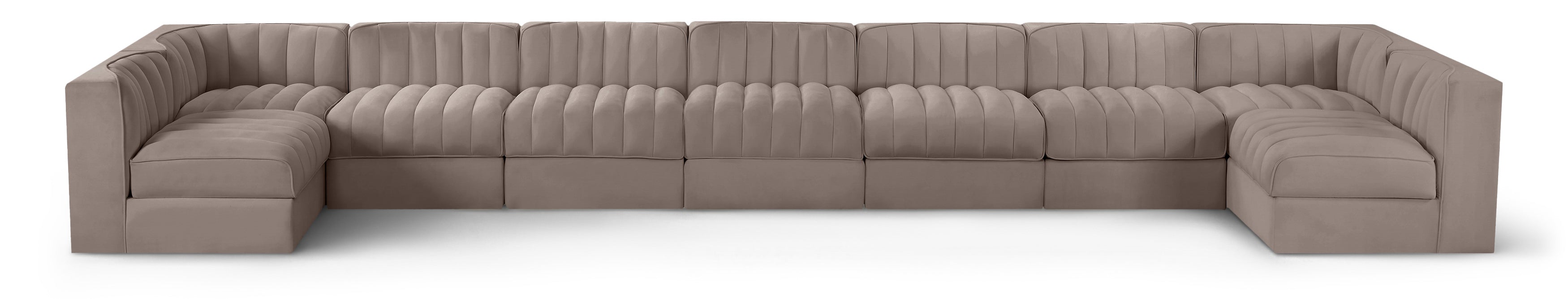 Ricarda Taupe Velvet Performance Fabric Upholstered 9pc. Modular Sectional - Sec9A
