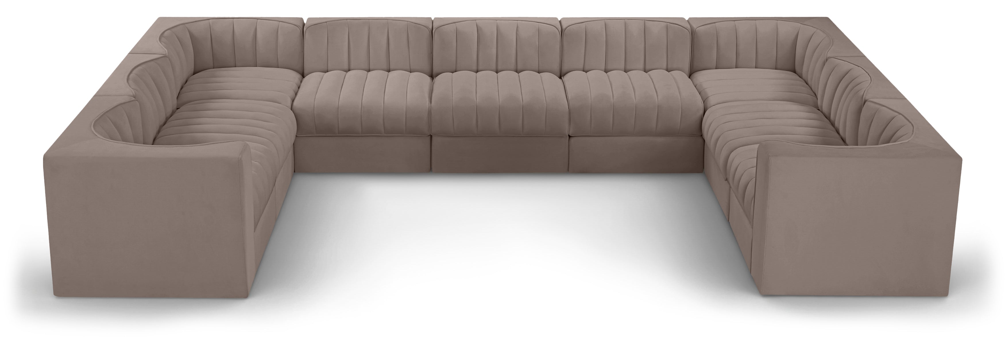 Ricarda Taupe Velvet Performance Fabric Upholstered 9pc. Modular Sectional - Sec9B
