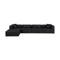 Demetria 144" Black Vegan Leather Upholstered 5pc. Modular Sectional - Sec5A