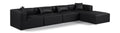 Demetria 144" Black Vegan Leather Upholstered 5pc. Modular Sectional - Sec5A