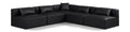 Demetria 108" Black Vegan Leather Upholstered 5pc. Modular Sectional - Sec5B