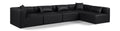 Demetria 144" Black Vegan Leather Upholstered 5pc. Modular Sectional - Sec5D