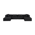 Demetria 144" Black Vegan Leather Upholstered 6pc. Modular Sectional - Sec6B