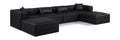 Demetria 144" Black Vegan Leather Upholstered 6pc. Modular Sectional - Sec6B