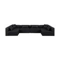 Demetria 144" Black Vegan Leather Upholstered 6pc. Modular Sectional - Sec6D