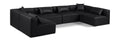 Demetria 144" Black Vegan Leather Upholstered 6pc. Modular Sectional - Sec6D