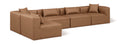 Demetria 144" Brown Vegan Leather Upholstered 5pc. Modular Sectional - Sec5D