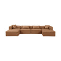 Demetria 144" Brown Vegan Leather Upholstered 6pc. Modular Sectional - Sec6B
