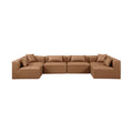Demetria 144" Brown Vegan Leather Upholstered 6pc. Modular Sectional - Sec6D