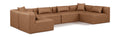 Demetria 144" Brown Vegan Leather Upholstered 6pc. Modular Sectional - Sec6D