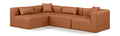 Demetria 108" Cognac Vegan Leather Upholstered 4pc. Modular Sectional - Sec4B
