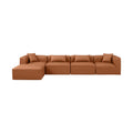 Demetria 144" Cognac Vegan Leather Upholstered 5pc. Modular Sectional - Sec5A