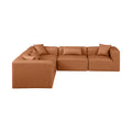 Demetria 108" Cognac Vegan Leather Upholstered 5pc. Modular Sectional - Sec5C