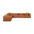 Demetria 144" Cognac Vegan Leather Upholstered 6pc. Modular Sectional - Sec6A