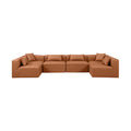 Demetria 144" Cognac Vegan Leather Upholstered 6pc. Modular Sectional - Sec6D