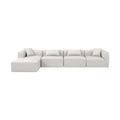 Demetria 144" Cream Vegan Leather Upholstered 5pc. Modular Sectional - Sec5A