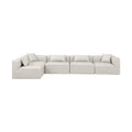 Demetria 144" Cream Vegan Leather Upholstered 5pc. Modular Sectional - Sec5D