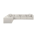 Demetria 144" Cream Vegan Leather Upholstered 6pc. Modular Sectional - Sec6A
