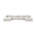 Demetria 144" Cream Vegan Leather Upholstered 6pc. Modular Sectional - Sec6B