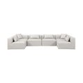 Demetria 144" Cream Vegan Leather Upholstered 6pc. Modular Sectional - Sec6D