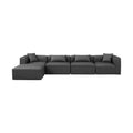 Demetria 144" Charcoal Vegan Leather Upholstered 5pc. Modular Sectional - Sec5A