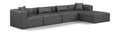 Demetria 144" Charcoal Vegan Leather Upholstered 5pc. Modular Sectional - Sec5A