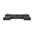 Demetria 144" Charcoal Vegan Leather Upholstered 6pc. Modular Sectional - Sec6B