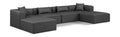 Demetria 144" Charcoal Vegan Leather Upholstered 6pc. Modular Sectional - Sec6B