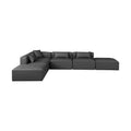 Demetria 144" Charcoal Vegan Leather Upholstered 6pc. Modular Sectional - Sec6E