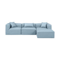 Demetria 108" Light Blue Vegan Leather Upholstered 4pc. Modular Sectional - Sec4A