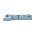 Demetria 144" Light Blue Vegan Leather Upholstered 5pc. Modular Sectional - Sec5A
