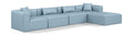 Demetria 144" Light Blue Vegan Leather Upholstered 5pc. Modular Sectional - Sec5A