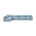 Demetria 144" Light Blue Vegan Leather Upholstered 5pc. Modular Sectional - Sec5D