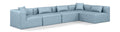 Demetria 144" Light Blue Vegan Leather Upholstered 5pc. Modular Sectional - Sec5D