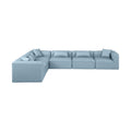 Demetria 144" Light Blue Vegan Leather Upholstered 6pc. Modular Sectional - Sec6A
