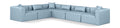 Demetria 144" Light Blue Vegan Leather Upholstered 6pc. Modular Sectional - Sec6A
