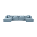 Demetria 144" Light Blue Vegan Leather Upholstered 6pc. Modular Sectional - Sec6B