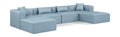Demetria 144" Light Blue Vegan Leather Upholstered 6pc. Modular Sectional - Sec6B