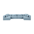 Demetria 144" Light Blue Vegan Leather Upholstered 6pc. Modular Sectional - Sec6D