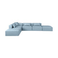 Demetria 144" Light Blue Vegan Leather Upholstered 6pc. Modular Sectional - Sec6E