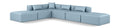 Demetria 144" Light Blue Vegan Leather Upholstered 6pc. Modular Sectional - Sec6E