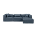 Demetria 108" Navy Vegan Leather Upholstered 4pc. Modular Sectional - Sec4A