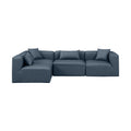 Demetria 108" Navy Vegan Leather Upholstered 4pc. Modular Sectional - Sec4B