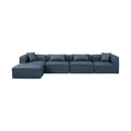 Demetria 144" Navy Vegan Leather Upholstered 5pc. Modular Sectional - Sec5A