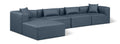 Demetria 144" Navy Vegan Leather Upholstered 5pc. Modular Sectional - Sec5A