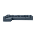 Demetria 144" Navy Vegan Leather Upholstered 5pc. Modular Sectional - Sec5D