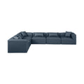 Demetria 144" Navy Vegan Leather Upholstered 6pc. Modular Sectional - Sec6A
